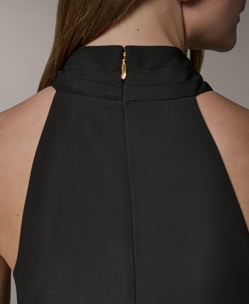 Women's Halter Twist-Front A-Line Midi Dress