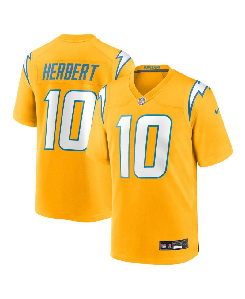Men's Justin Herbert Gold Los Angeles Chargers Alternate Charger Power Game Player Jersey