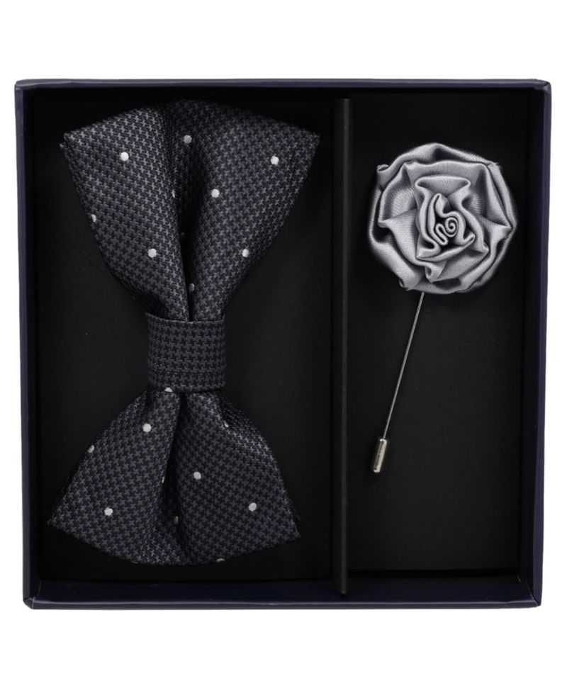 Men's 2-Piece Dot Pre-Tied Bow Tie and Lapel Pin Box Set