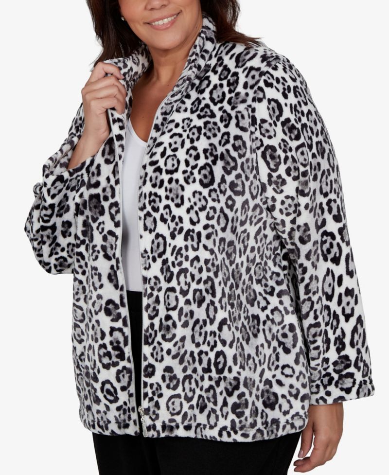 Plus Size Animal-Print Knit Jacket
