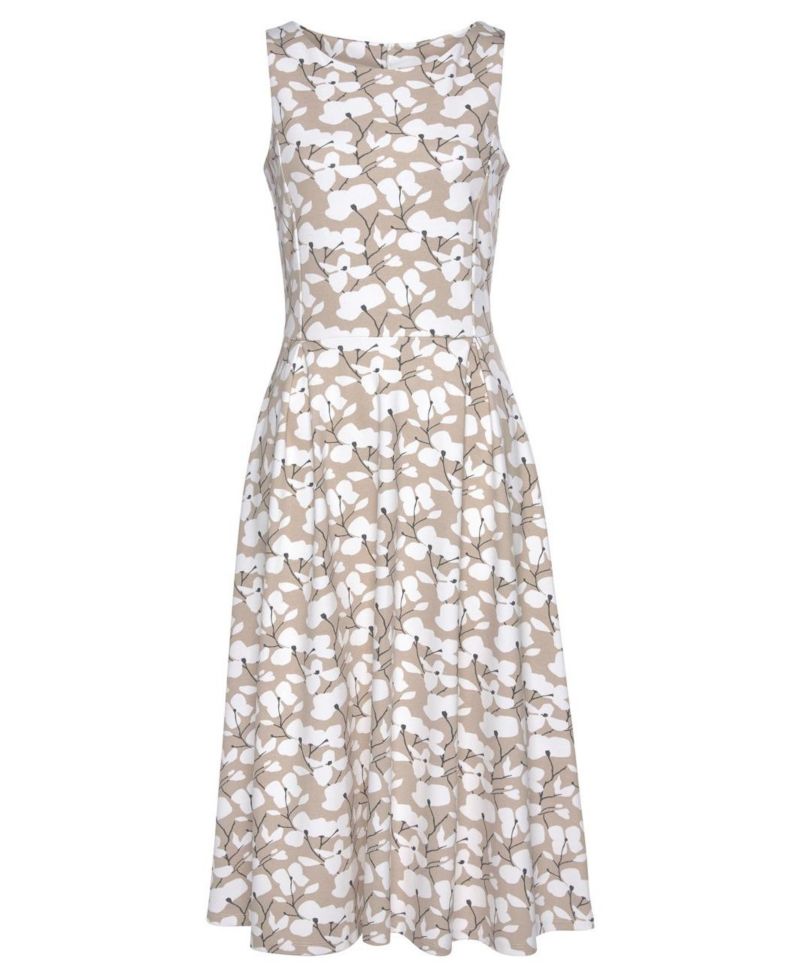 Women's Viscose Printed Sleeveless A-Line Midi Dress