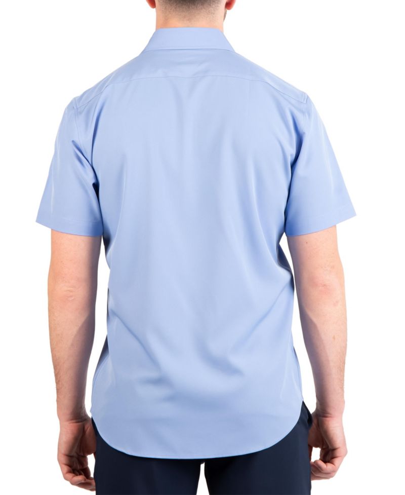 Mens Solid Performance Short Sleeve Shirt with Printed Trim