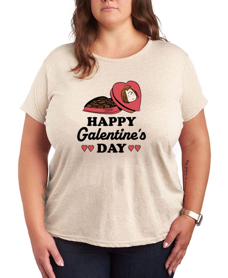 Women's Peanuts Peppermint Patty Happy Galentines Day Short-Sleeve Graphic T-Shirt