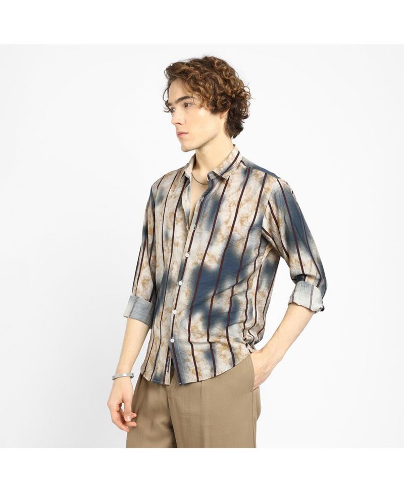 Men's Tie-Dye Striped Shirt