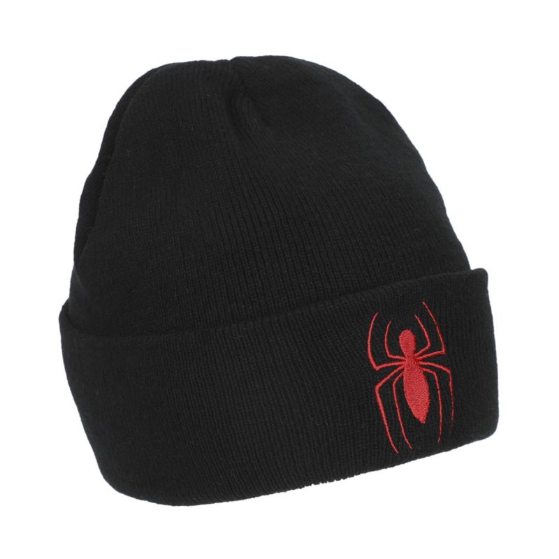 Men's Spiderman Logo Embroidery Standard Cuff Acrylic Knit Beanie Cuff Beanie