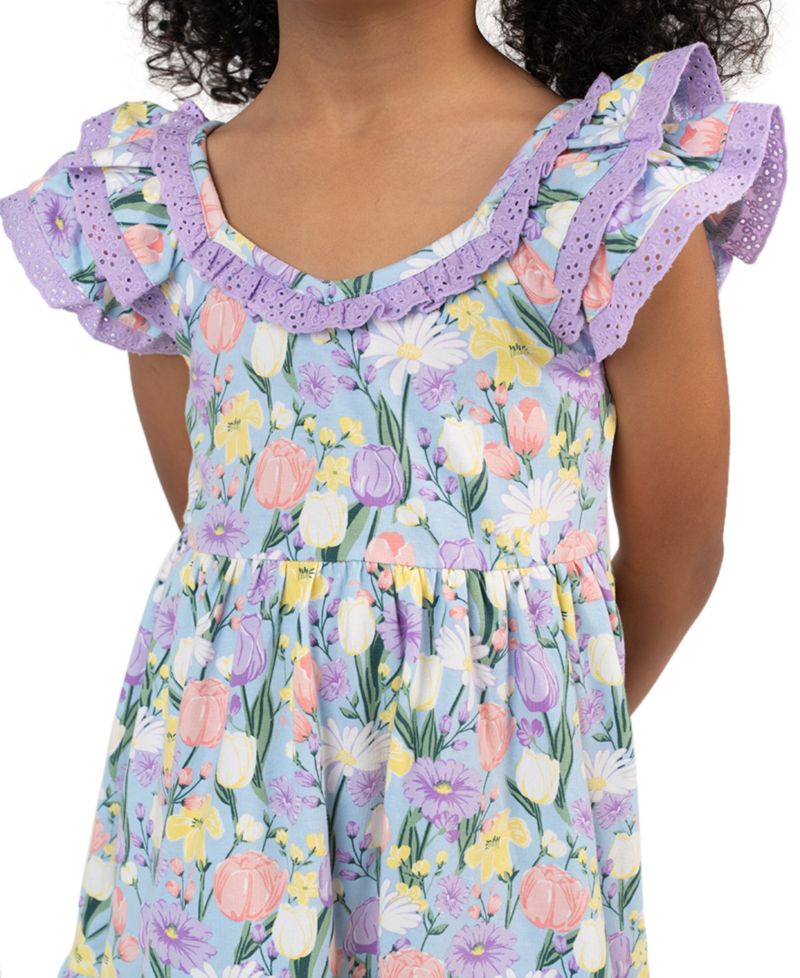 Girls' 2T-6X Peri Printed Square Neck Dress