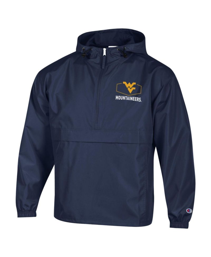 Men's Navy West Virginia Mountaineers Delay Packable Half-Zip Jacket