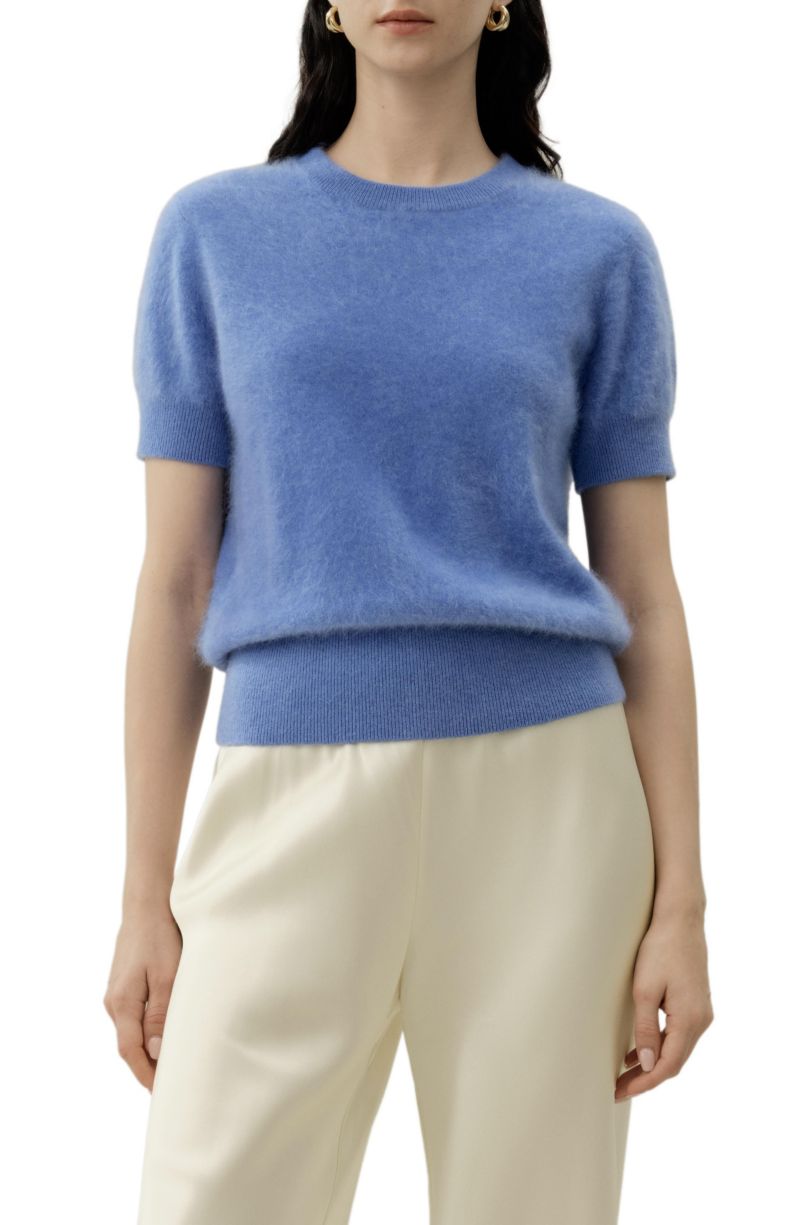Women's Brushed Cashmere Short-Sleeve Sweater