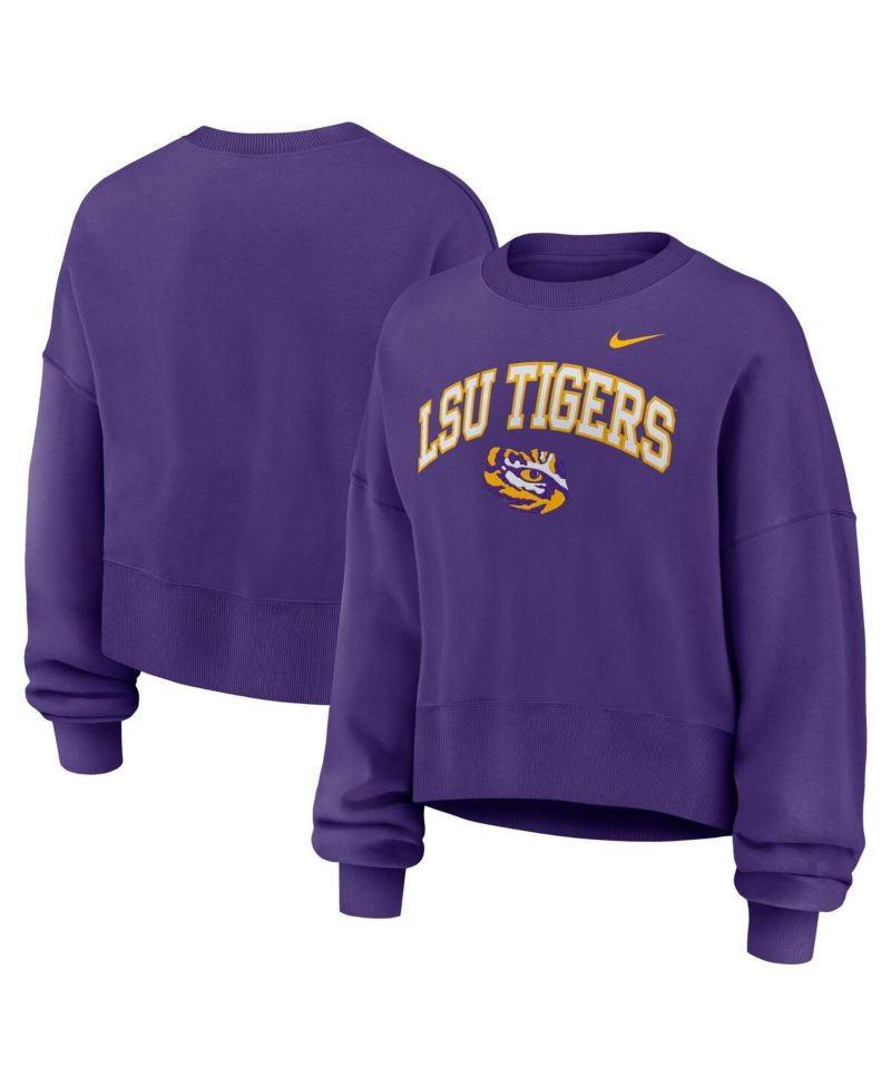 Women's Purple LSU Tigers Oversized Phoenix Arch Pullover Sweatshirt