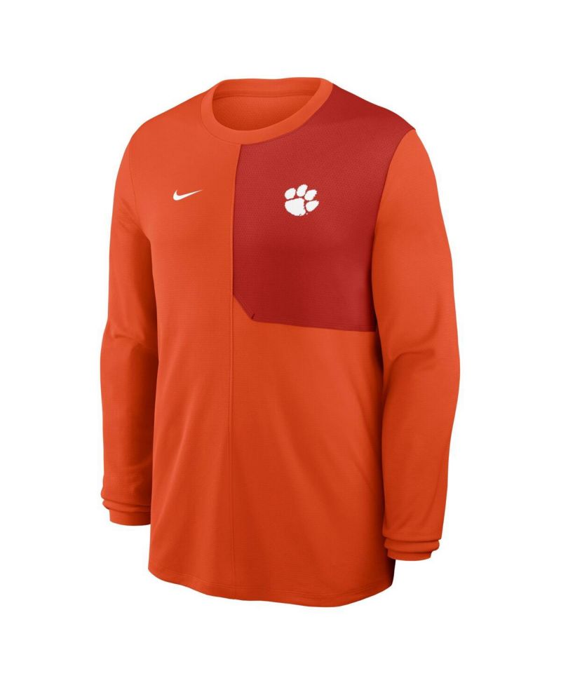 Men's Orange Clemson Tigers 2025 Sideline Coach UV Performance Long Sleeve T-Shirt