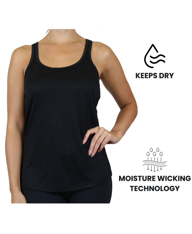 Women's Moisture Wicking Racerback Tanks-3 Pack