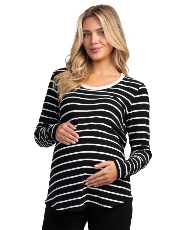 Maternity Striped Nursing Long-Sleeve Top