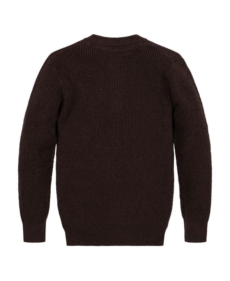 Hope and Henry Little and Big Boys' Organic Long Sleeve Henley Pullover Sweater with Elbow Patches