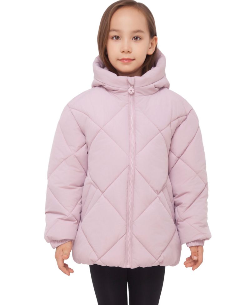 Girls' Charlotte Diamond Quilted Hooded Puffer Jacket, Size 4-18