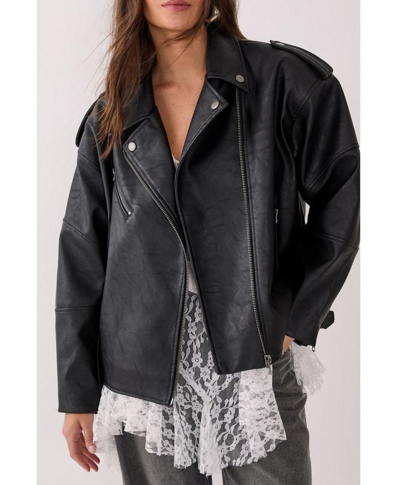 Women's Faux Leather Biker Jacket