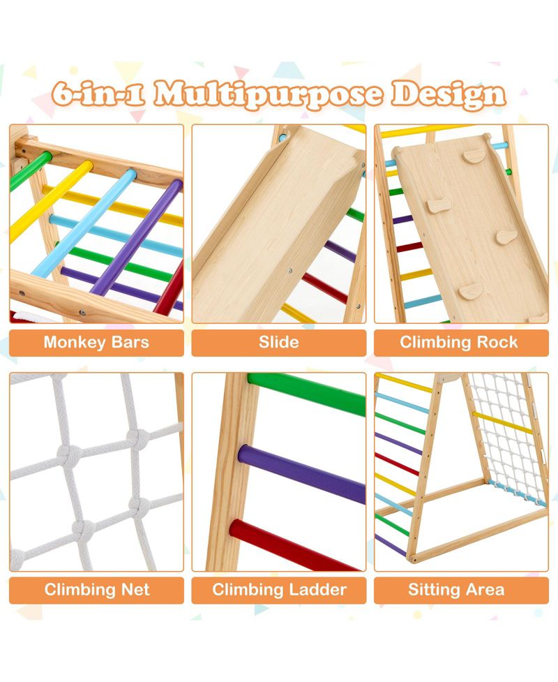 Jungle Gym 6-in-1 Wooden Indoor Playground