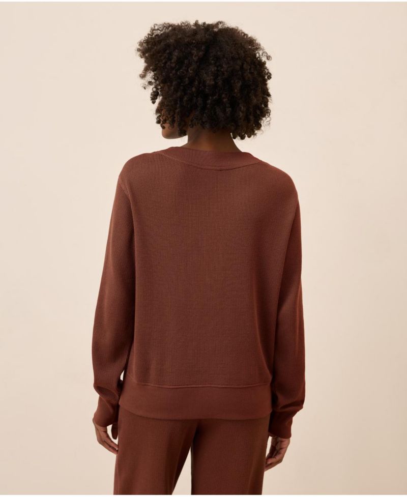 Women's Thermal Waffle Henley Pullover