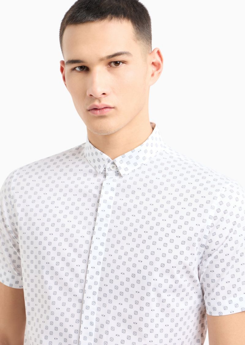 Men's Slim-Fit Tonal Geo Logo-Print Button-Down Shirt