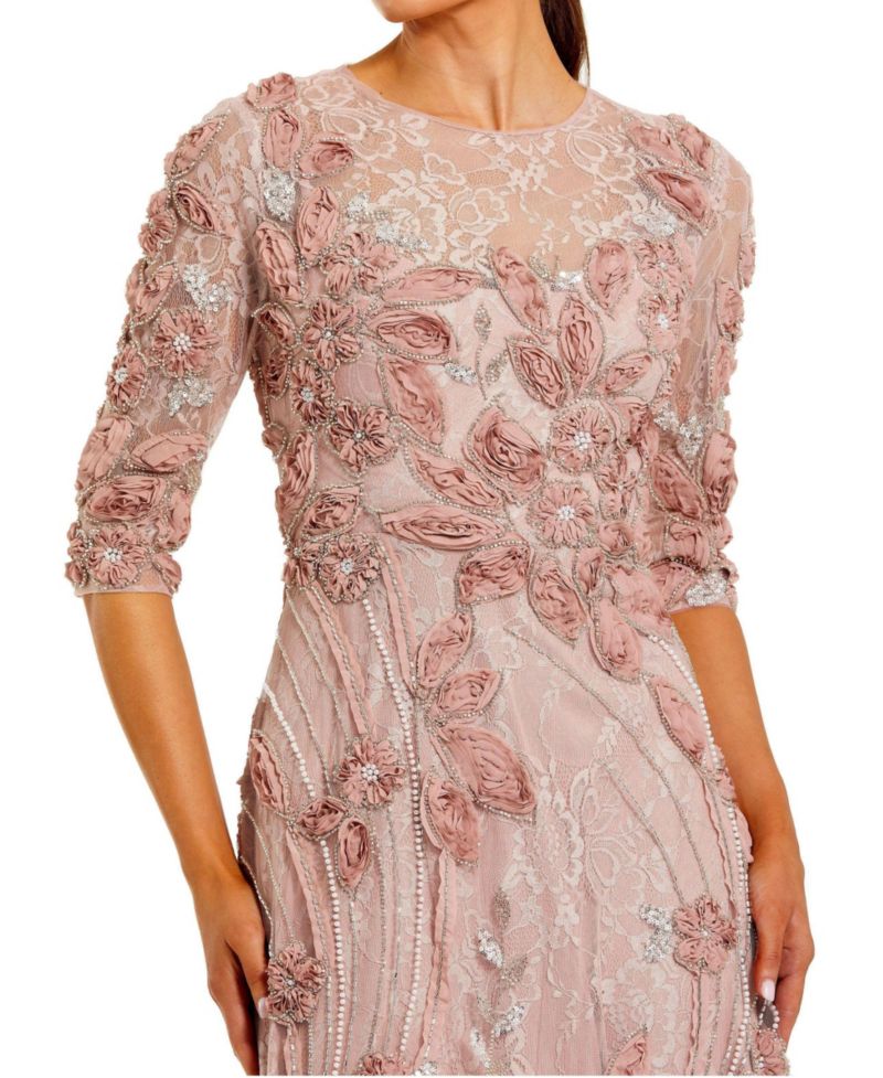 Women's High Neck Embellished Lace Gown