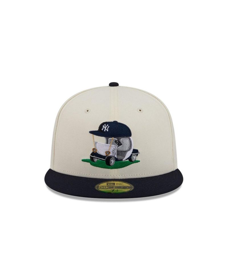 Men's Cream/Navy New York Yankees Bullpen Cart 59FIFTY Fitted Hat