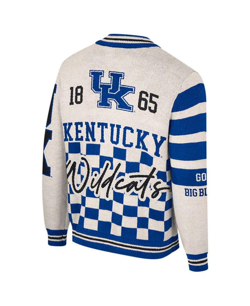 Women's Cream Kentucky Wildcats Jacquard Full-Zip Sweater