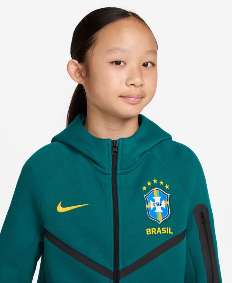 Big Boys and Girls Green Brazil National Team Tech Fleece Full-Zip Hoodie