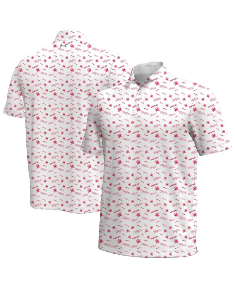 Men's White Maryland Terrapins Gameday Armourfuse Polo Shirt