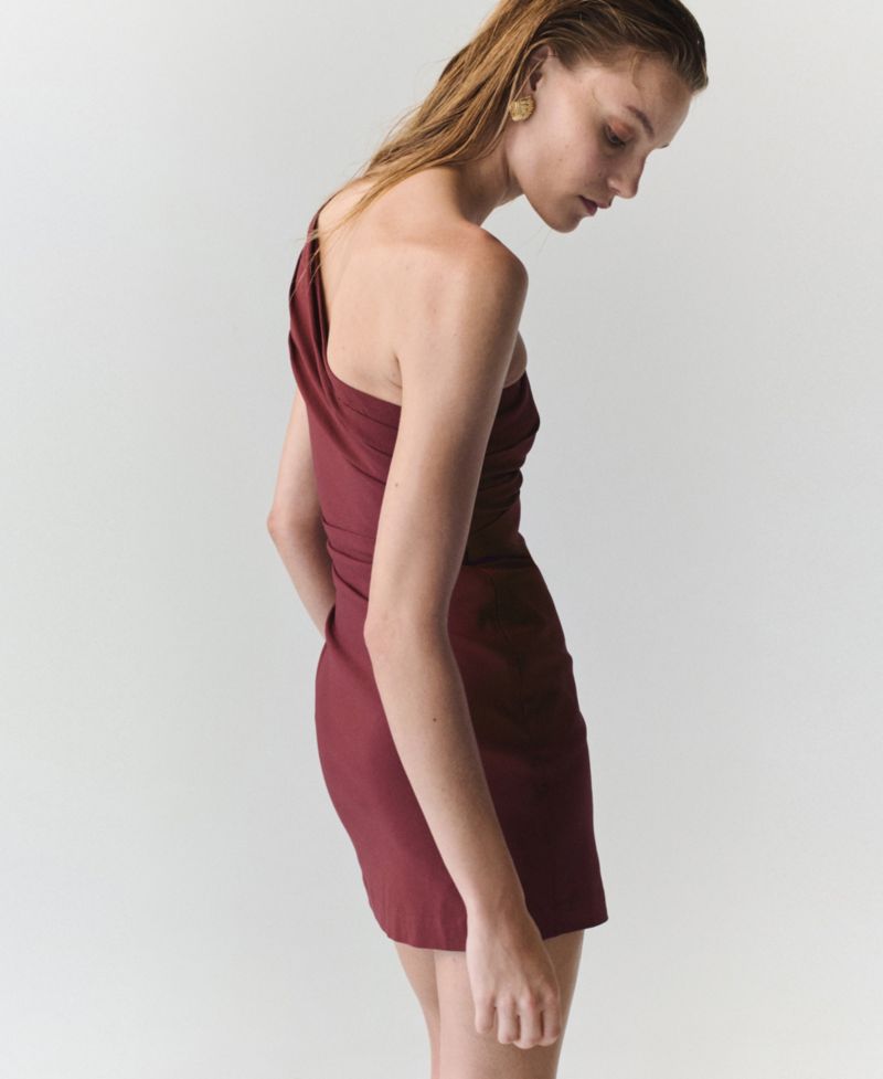 Women's Asymmetrical Pleated Mini Dress