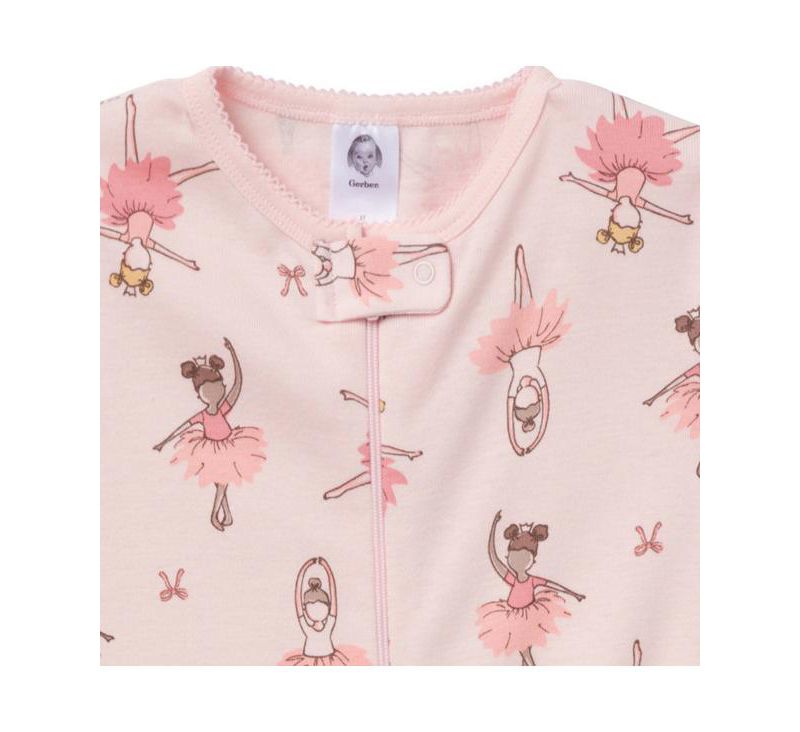 Baby Girls' Snug Fit Footed Pajamas, 2-Pack, Ballerinas