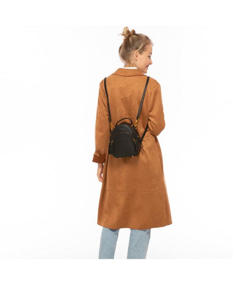 Small Black Leather Backpack Purse for Women Convertible Crossbody Bag Women's Handbag