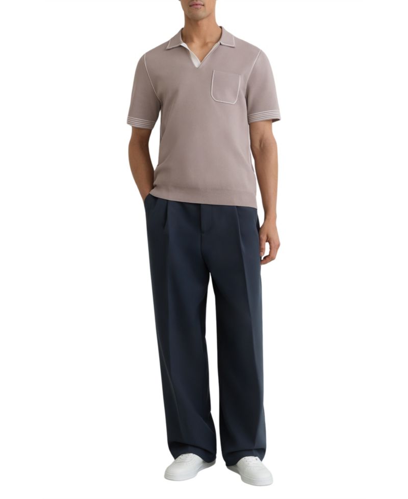 Men's Newbury Open Collar Piped Stitch Detail Polo Shirt