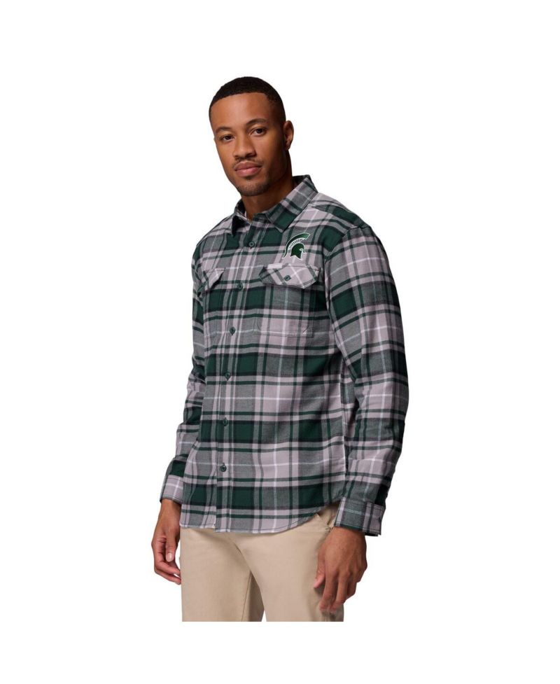 Men's Green Michigan State Spartans Flare Gun Omni-Wick Flannel Long Sleeve Button-Up Shirt