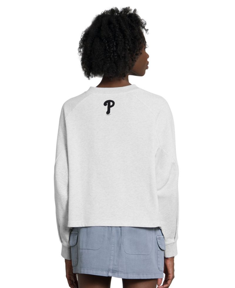 Women's Gray Philadelphia Phillies Show Up Fashion Cropped V-Neck Sweatshirt