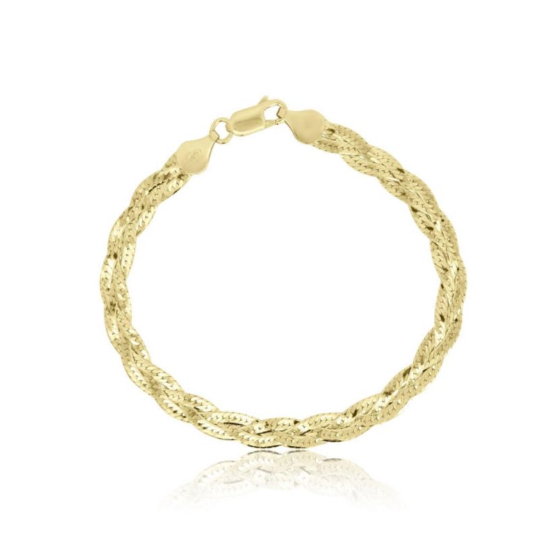 Braided Herringbone Bracelet 14K Gold-Plated Sterling Silver
