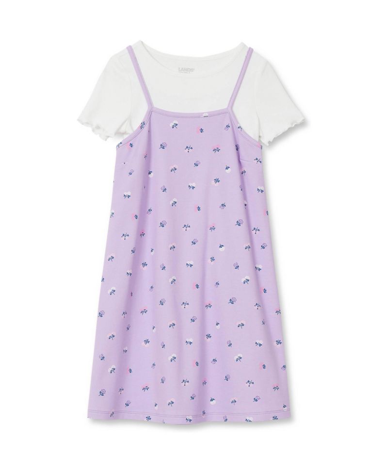 Girls Slip Dress With Ribbed Knit Tee Set