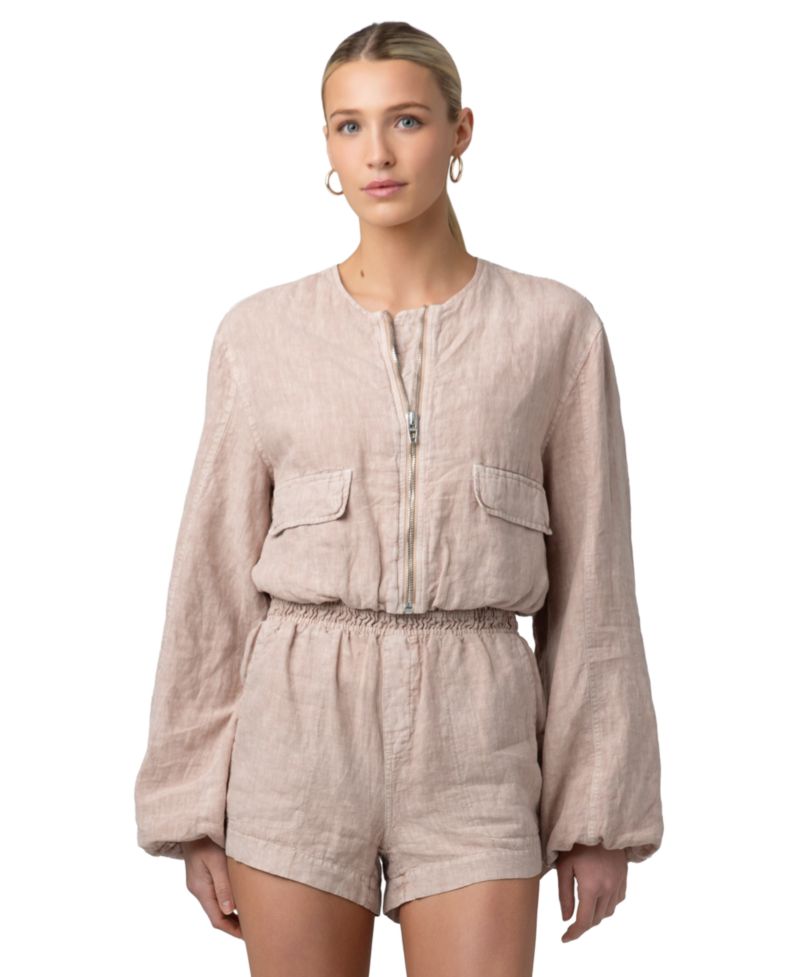 Women's Collarless Zipper Jacket