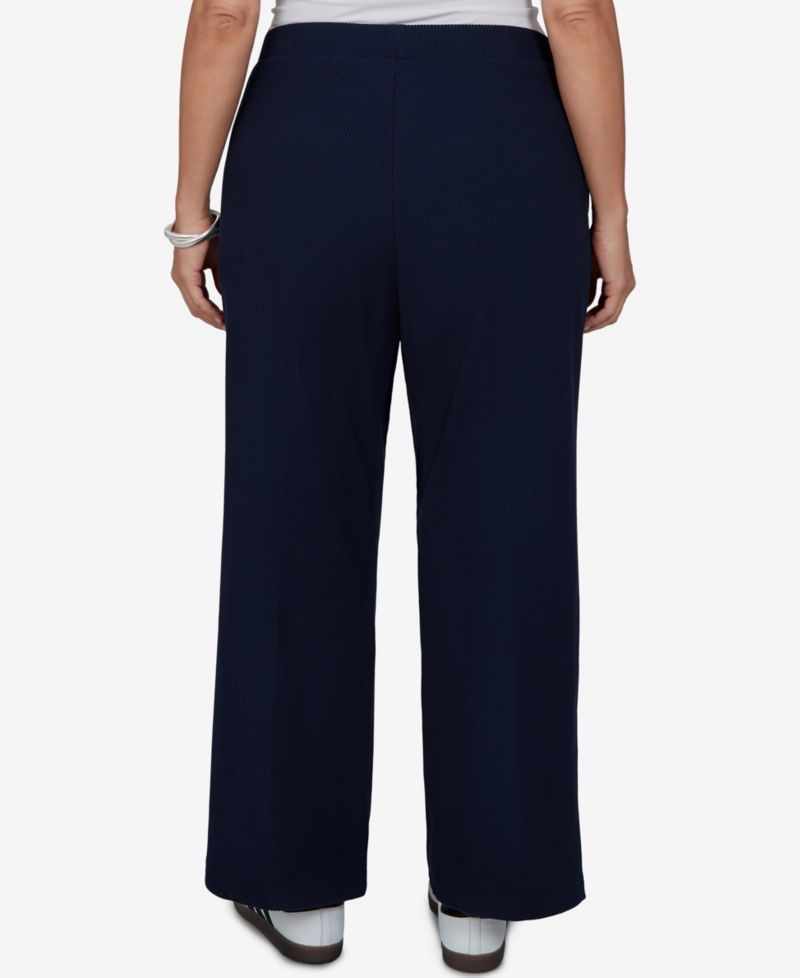 Plus Size Wide-Leg Pull-On Ribbed Pants
