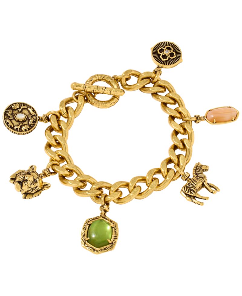 Imitation Pearl and Banded Agate Raina Charm Bracelet