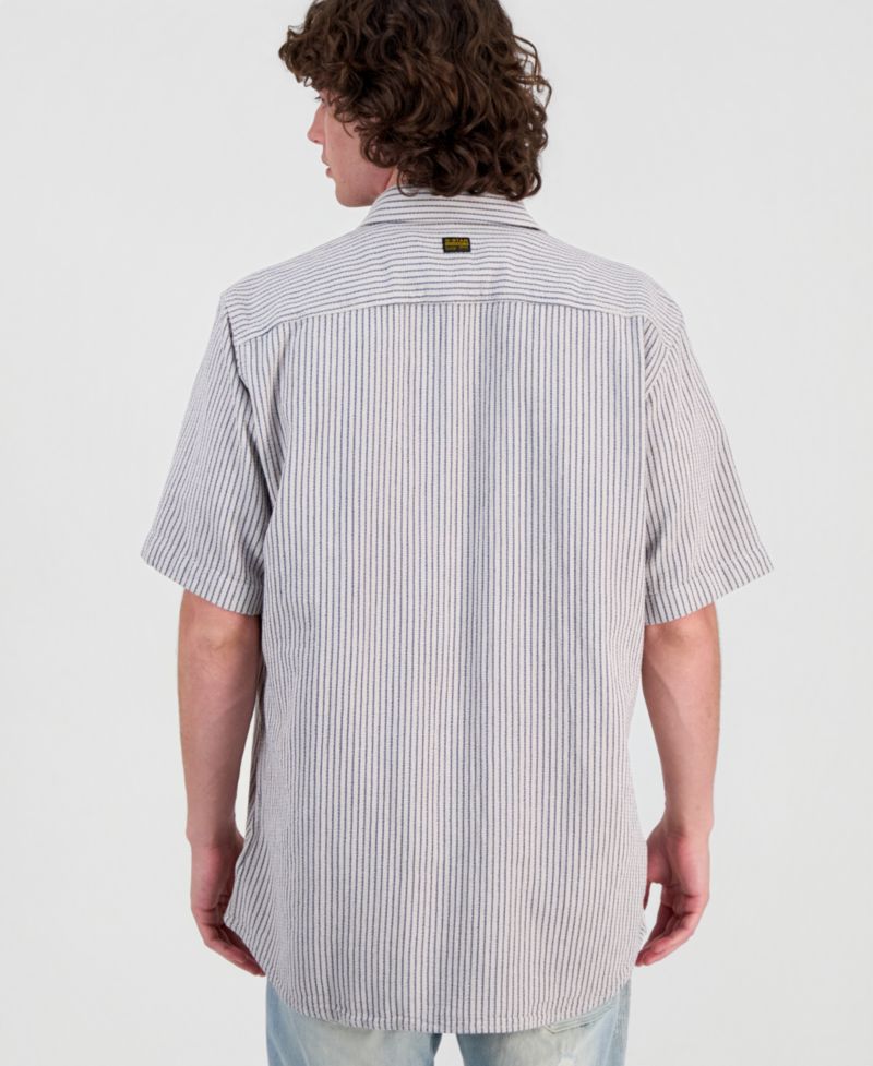 Men's One-Pocket Striped Short-Sleeve Shirt