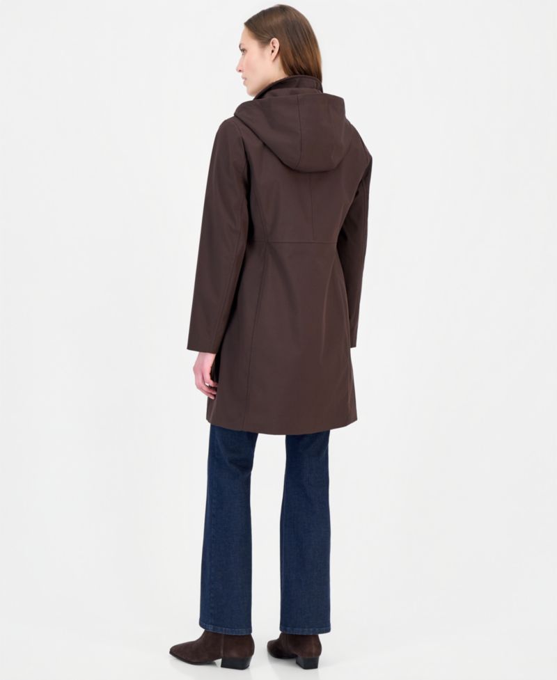 Women's Hooded Button-Front Knit Collar Coat, Created for Macy's