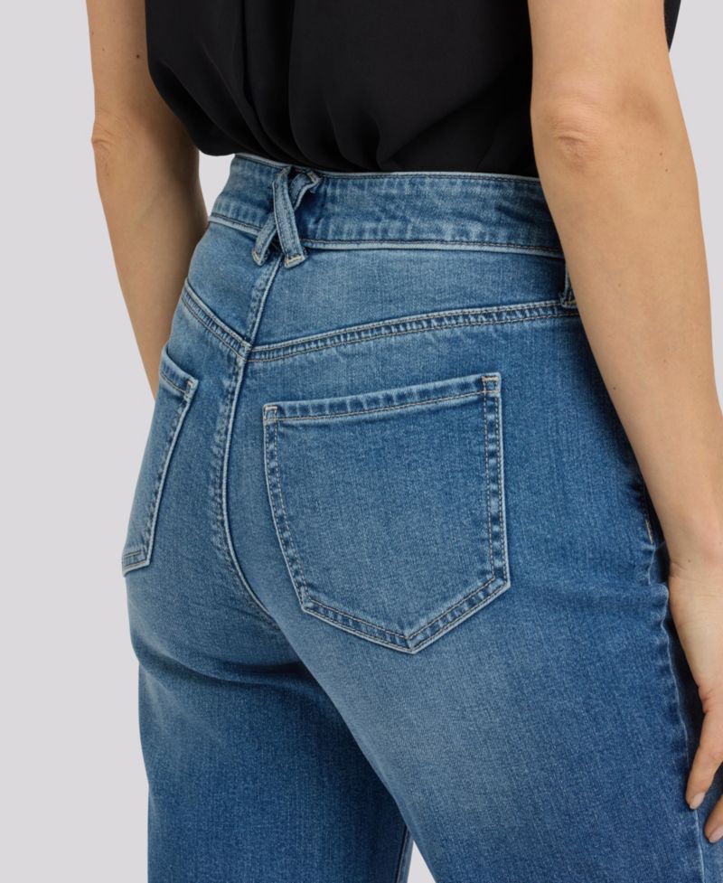 Petite Bailey Relaxed Straight Jeans with Hem Detail and Lift Tuck Technology