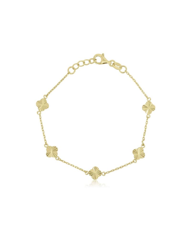 Mini Fluted Clover Bracelet 14K Gold-Plated Sterling Silver