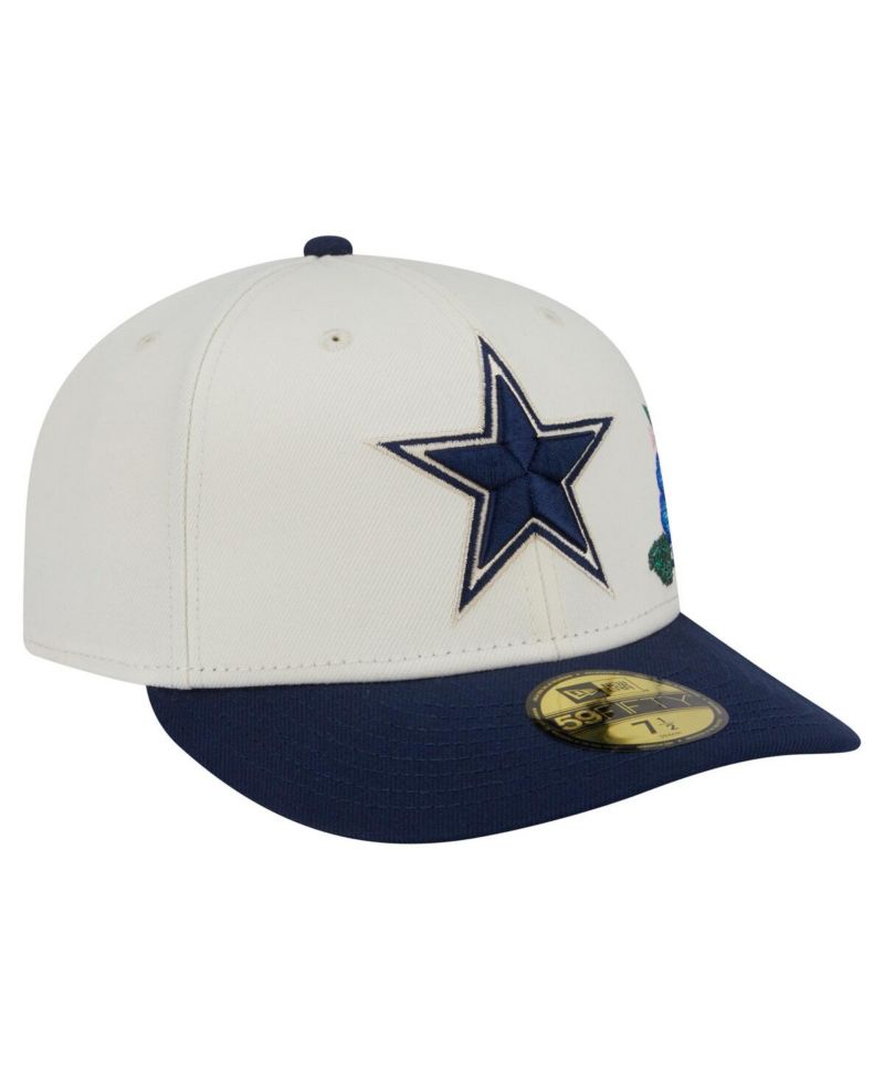 Men's Cream/Navy Dallas Cowboys Tonal Florals 59FIFTY Fitted Hat