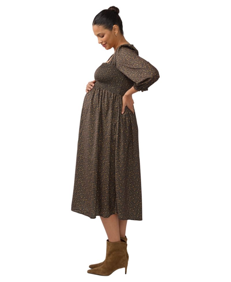 Women's Ingrid + Isabel Smocked Sateen Nursing Midi Dress