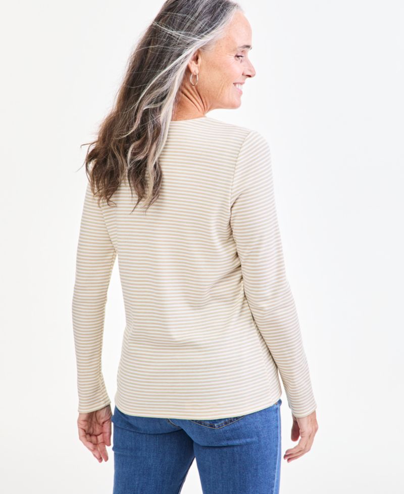Petite Printed Long-Sleeve Scoop-Neck Top