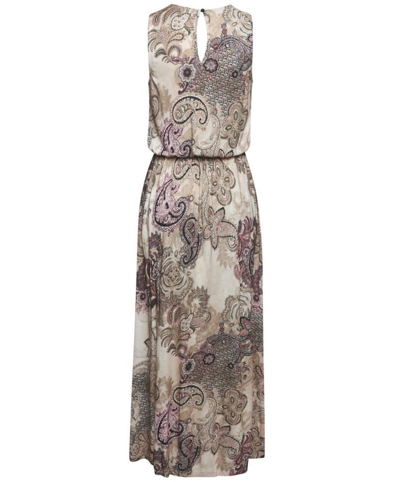 Women's Printed Side-Slit Maxi Dress with Pockets