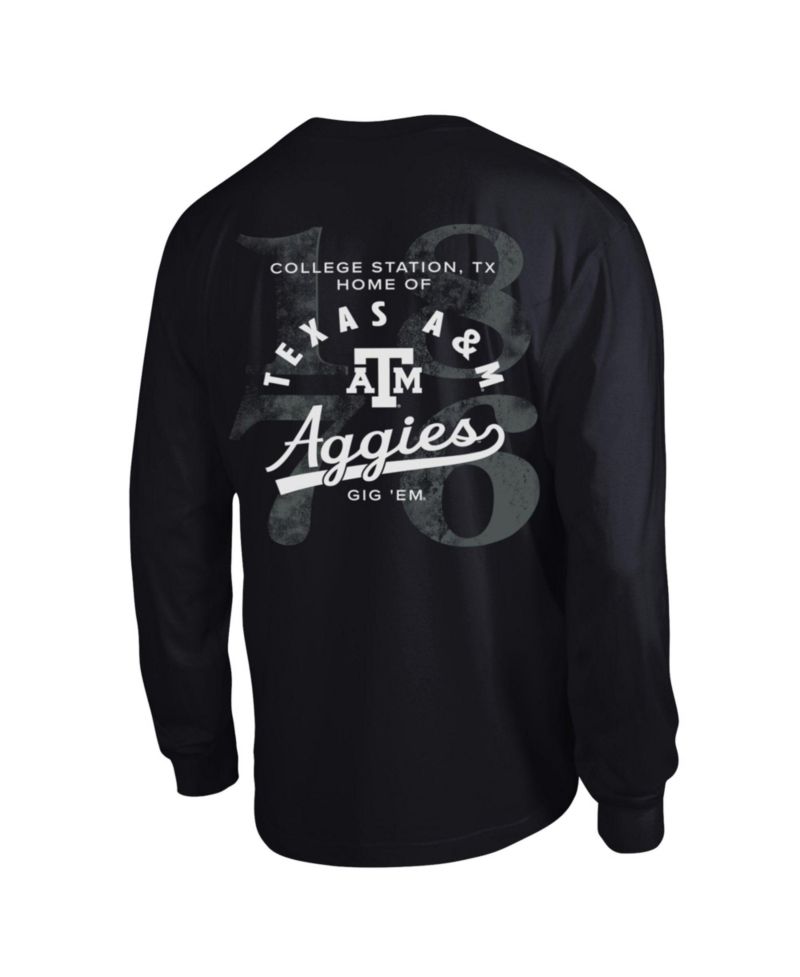 Men's Laminated All-Star Texas A&M Aggies Screen Print Graphics Long Sleeve T-Shirt