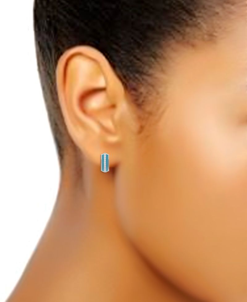 Cubic Zirconia Huggie Hoop Earrings, Sterling Silver or 18K Gold over Silver
