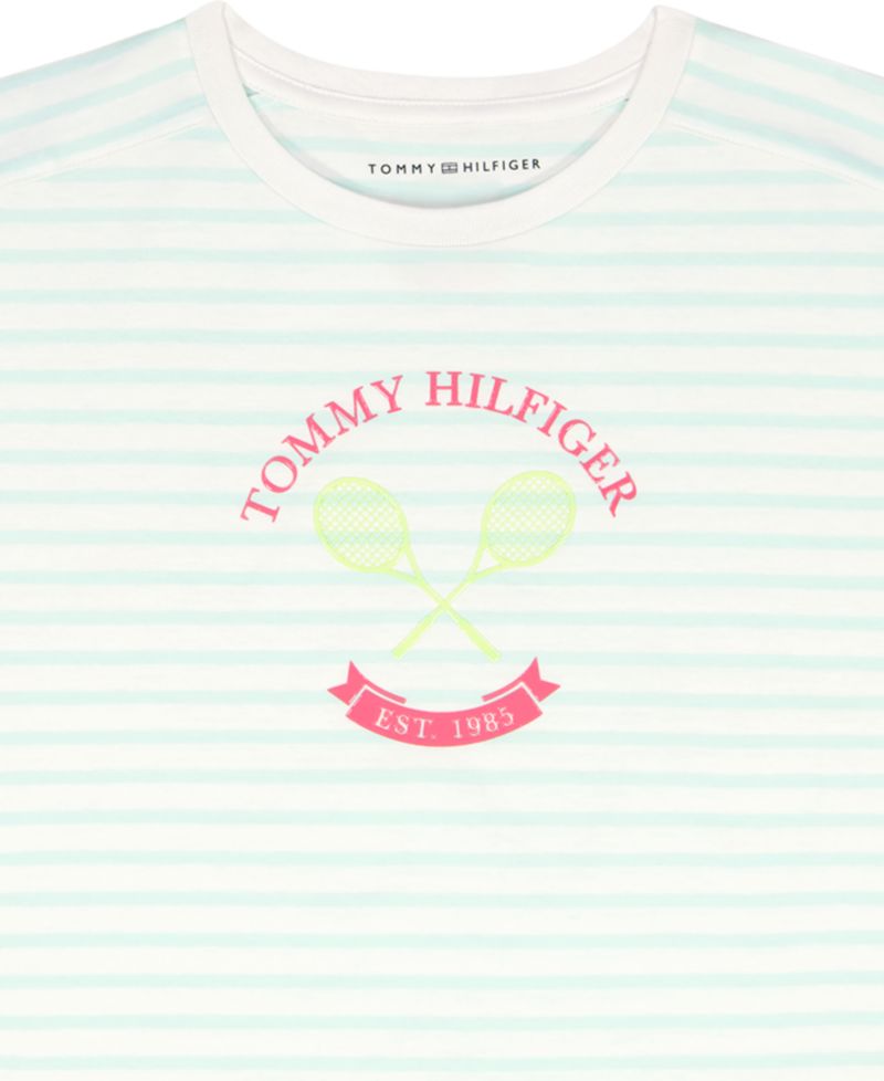 Girls' 7-16 Round Neck Stripe T-Shirt
