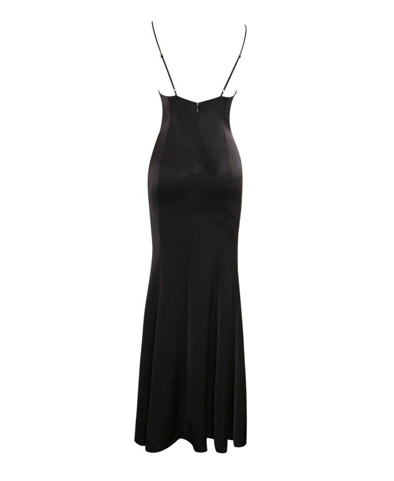 Women Eleanor Black and White Bow Satin Gown